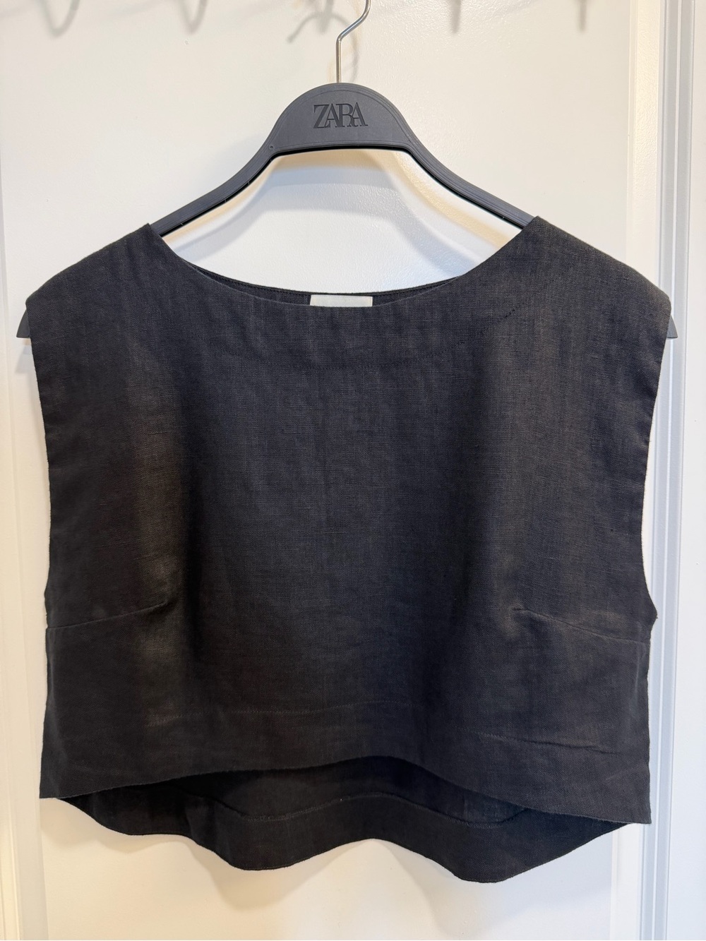 POSSE Martina Black Linen Crop Top 100% Linen, Small